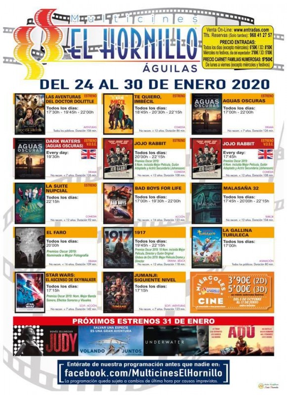 <span style='color:#780948'>ARCHIVED</span> - 24th to 30th January Águilas English language cinema
