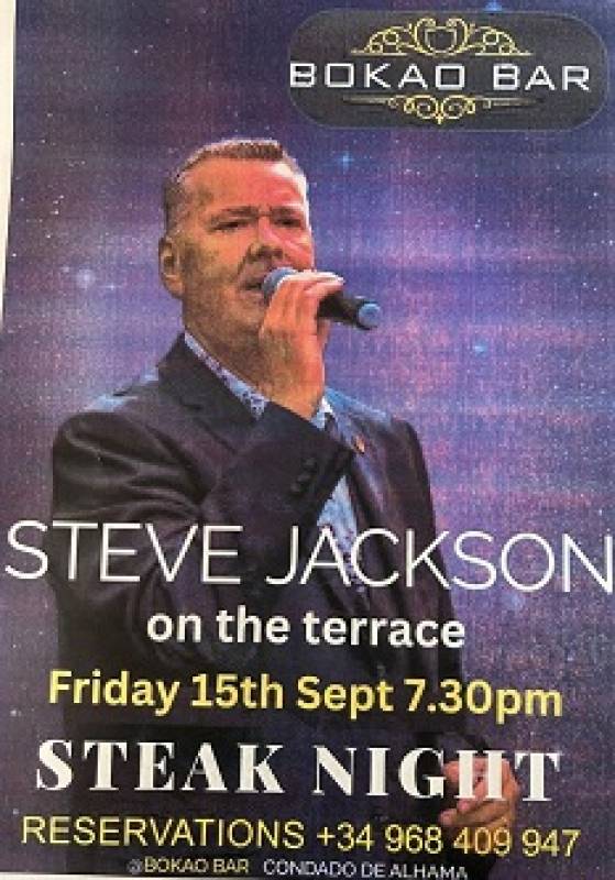 September 15 Steak Night with music by Steve Jackson at the Bokao Bar, Condado de Alhama Golf Resort