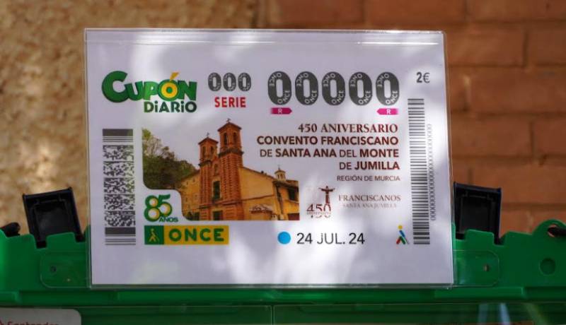 Santa Ana monastery in Jumilla to feature on ONCE national lottery tickets