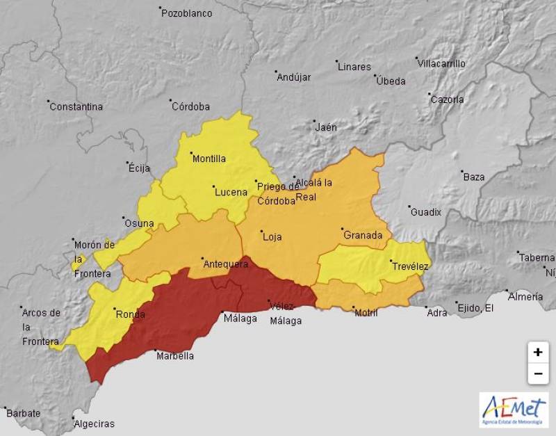 Red weather alert for storms in Malaga: Aemet warns of extreme weather conditions that could pose a risk to life