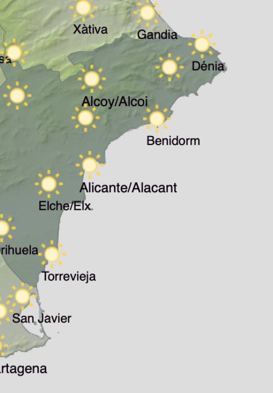 Alicante weather forecast December 5-8: The sunshine continues into the weekend