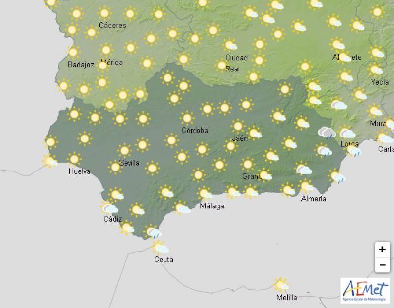 Andalusia weekend weather forecast December 27-29