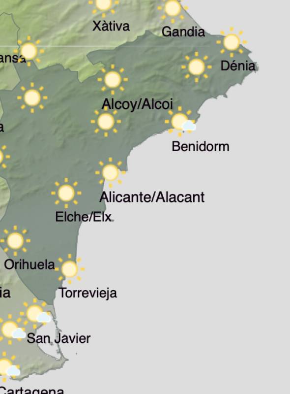 Alicante weather forecast January 2-5: Sunshine all weekend