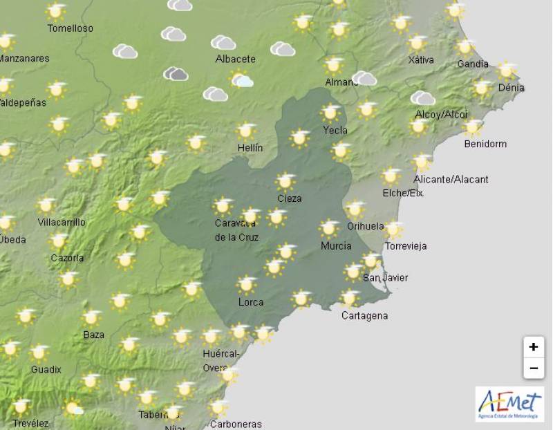 Scattered showers and climbing temperatures: Murcia weather forecast January 2-5