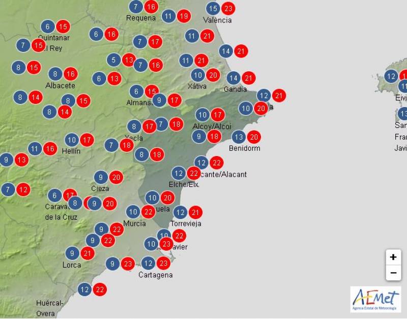 Mix of rain and mild temperatures: Alicante weather forecast Jan 6-9