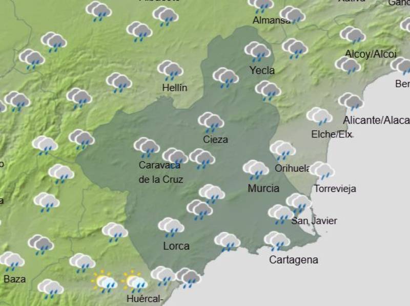 More weather warnings for rain and hail: Murcia weekly forecast May 12-15