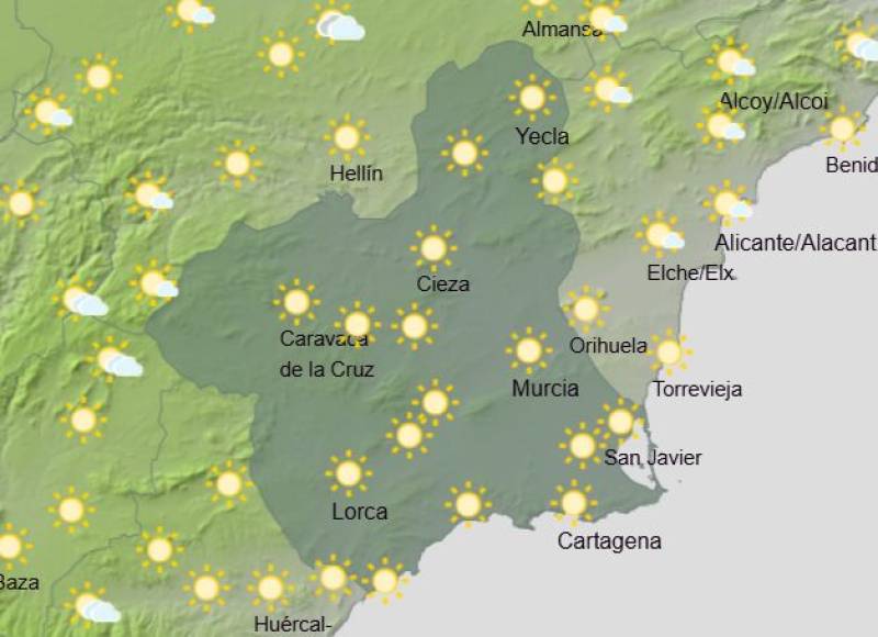 Hail this Thursday, then 29 degrees on Sunday: Murcia weekend weather forecast May 15-18