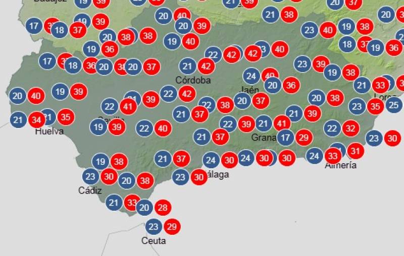 Andalucía weekly weather forecast July 14-16: Hot inland, cooler on the coast and mostly clear skies