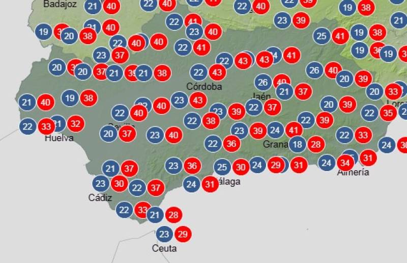 Andalucía weekly weather forecast July 14-16: Hot inland, cooler on the coast and mostly clear skies