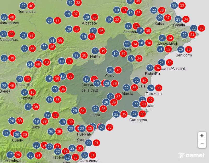 Extreme heat alerts return: Murcia weather forecast August 4-7