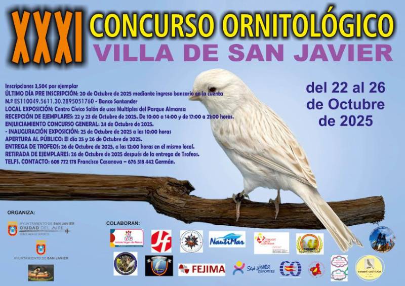 October 25 and 26 Visit the Villa de San Javier ornithology contest!