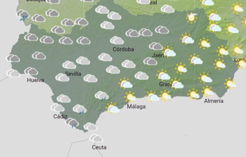 Andalucía weekly weather forecast January 12-15: Cloudy skies, patchy rain and a mild week ahead