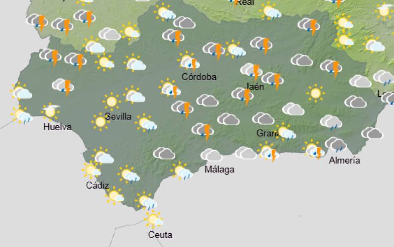 Andalucía weekly weather forecast February 5-8: Stormy rain, strong winds and orange alerts