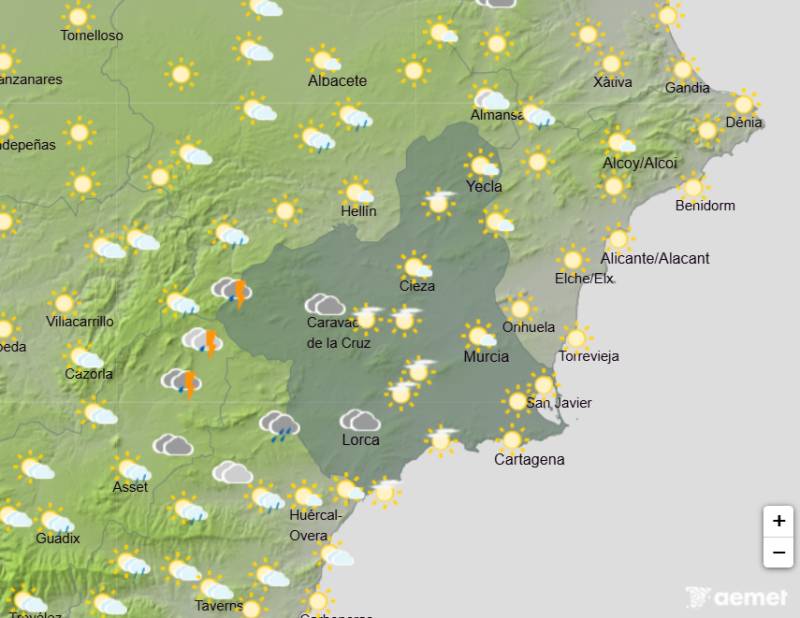 Storms, sunshine and 38°C ahead in Murcia: Weather forecast August 10-13