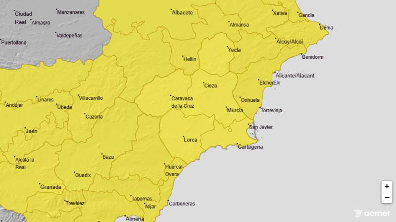 Yellow weather warning issued across Murcia as rain and storms return