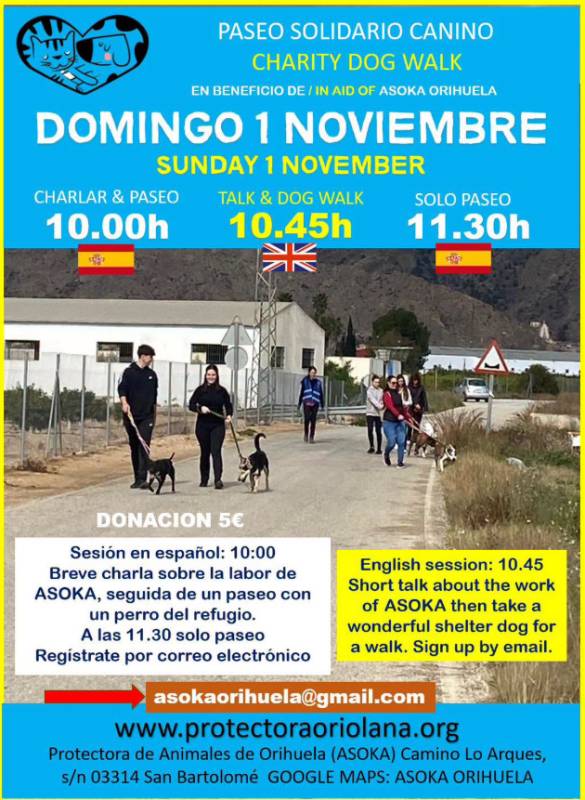 November 1: ASOKA Orihuela charity dog walk with a session in English